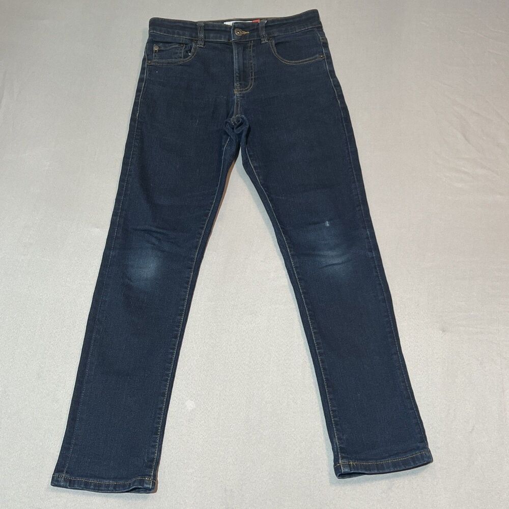 Lucky Brand Straight Droit Jeans Girls Size 12 Blue Denim Stretch Distressed